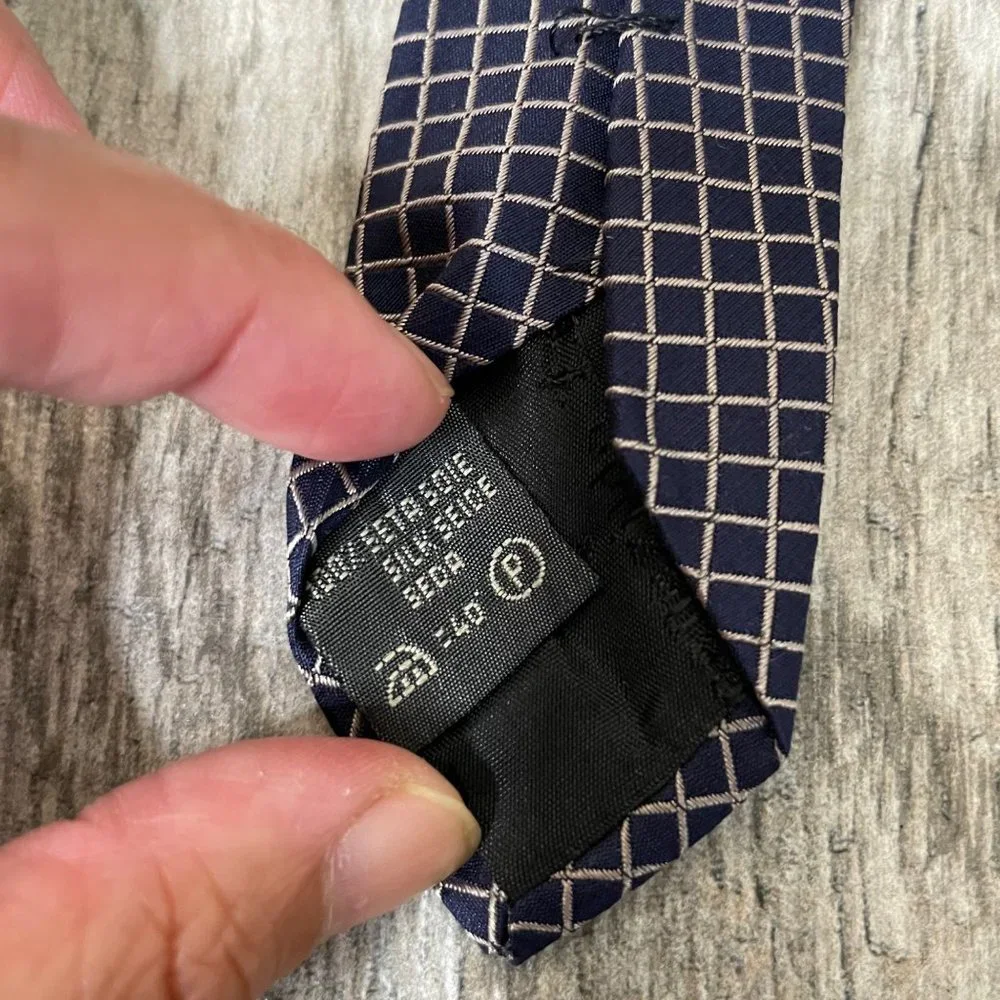 Ermenegildo Zelda Micro Plaid Italy Made Silk Neck Tie Blue Gold